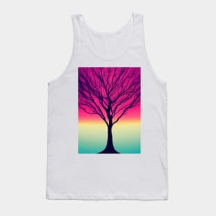 Lonely Tree Under a Pink Midnight Sky - Vibrant Colored Whimsical - Abstract Minimalist Bright Colorful Nature Poster Art of a Leafless Branches Tank Top